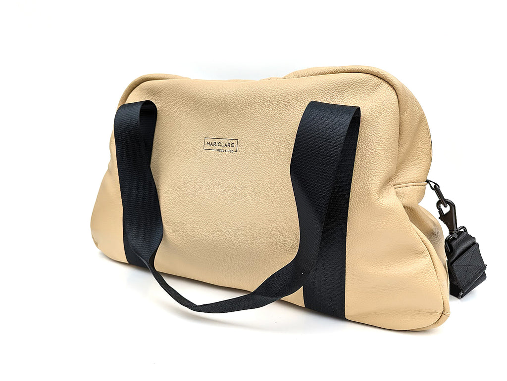 Mariclaro Leather Duffle Bag - Light Beige